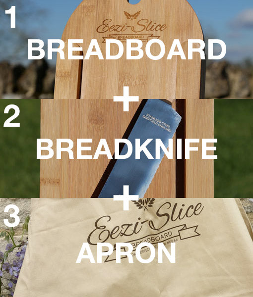 Eezi-Slice Breadboard, Breadknife and Apron Set